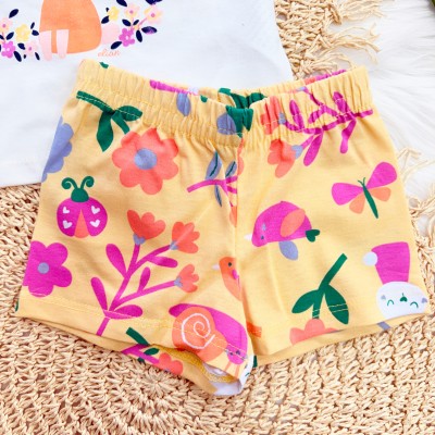 Conj. Blusa Coelhinha Be Kind e Short - Off White e Amarelo